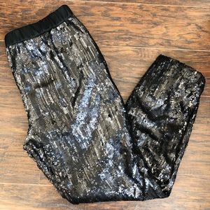 Trouve sequin straight- leg pant